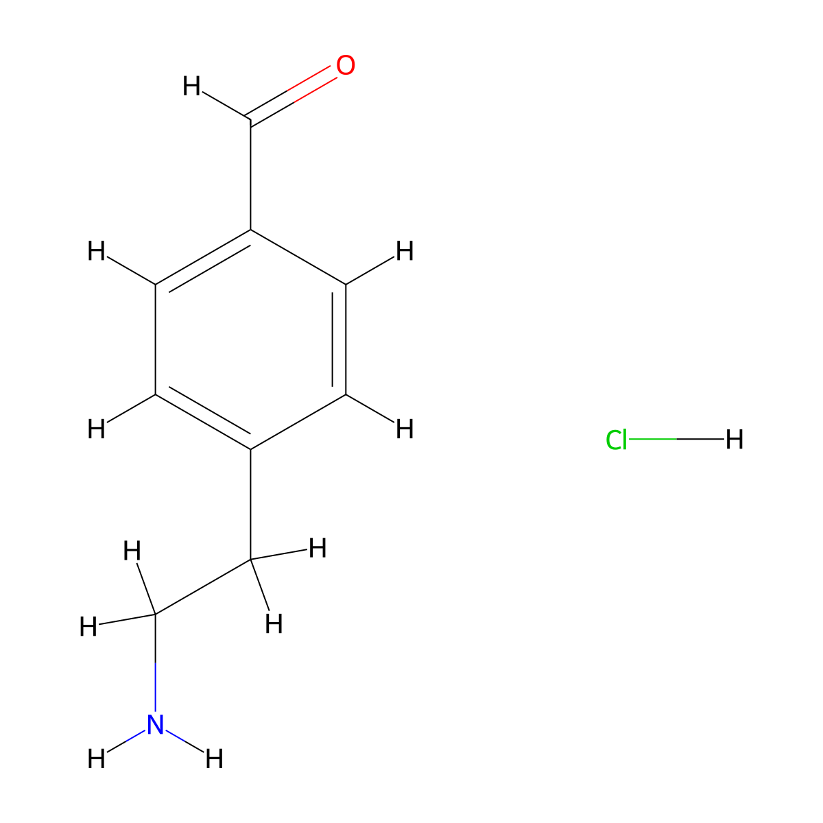 4-(2-Aminoethyl)benzaldehyde--hydrogen chloride (1/1) molecular structure, CAS 64353-37-3