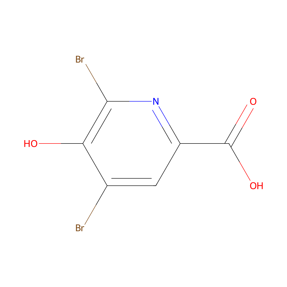 4,6-Dibromo-5-hydroxypicolinic acid molecular structure, CAS 64354-26-3