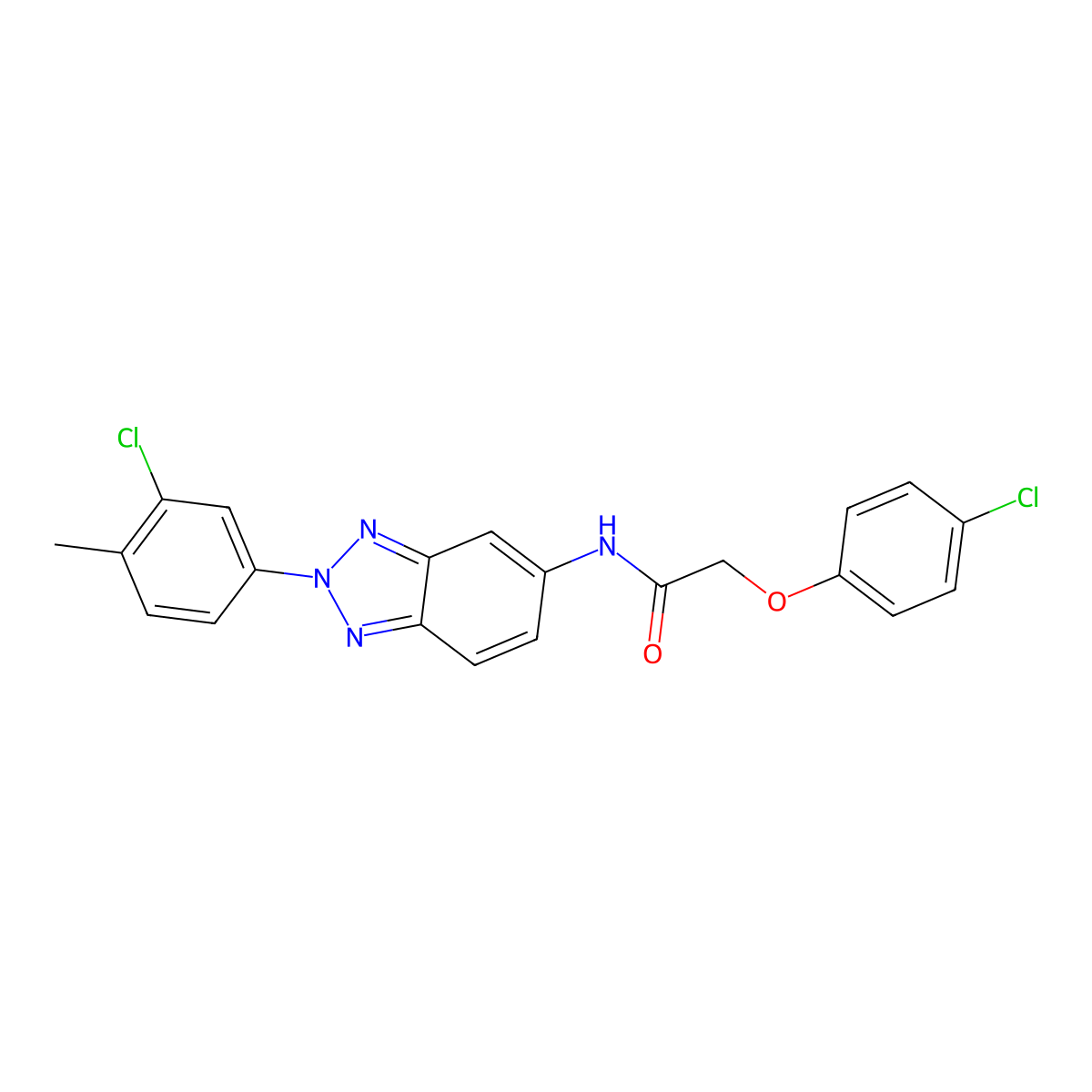 N-[2-(3-chloro-4-methylphenyl)benzotriazol-5-yl]-2-(4-chlorophenoxy)acetamide molecular structure, CAS 6436-55-1