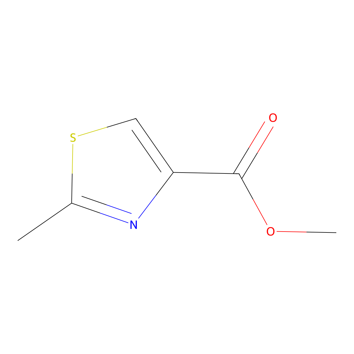 Methyl 2-methyl-1,3-thiazole-4-carboxylate molecular structure, CAS 6436-60-8