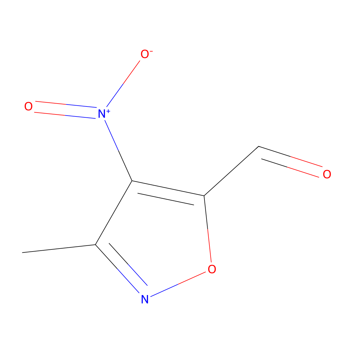 3-Methyl-4-nitroisoxazole-5-carbaldehyde molecular structure, CAS 6436-64-2
