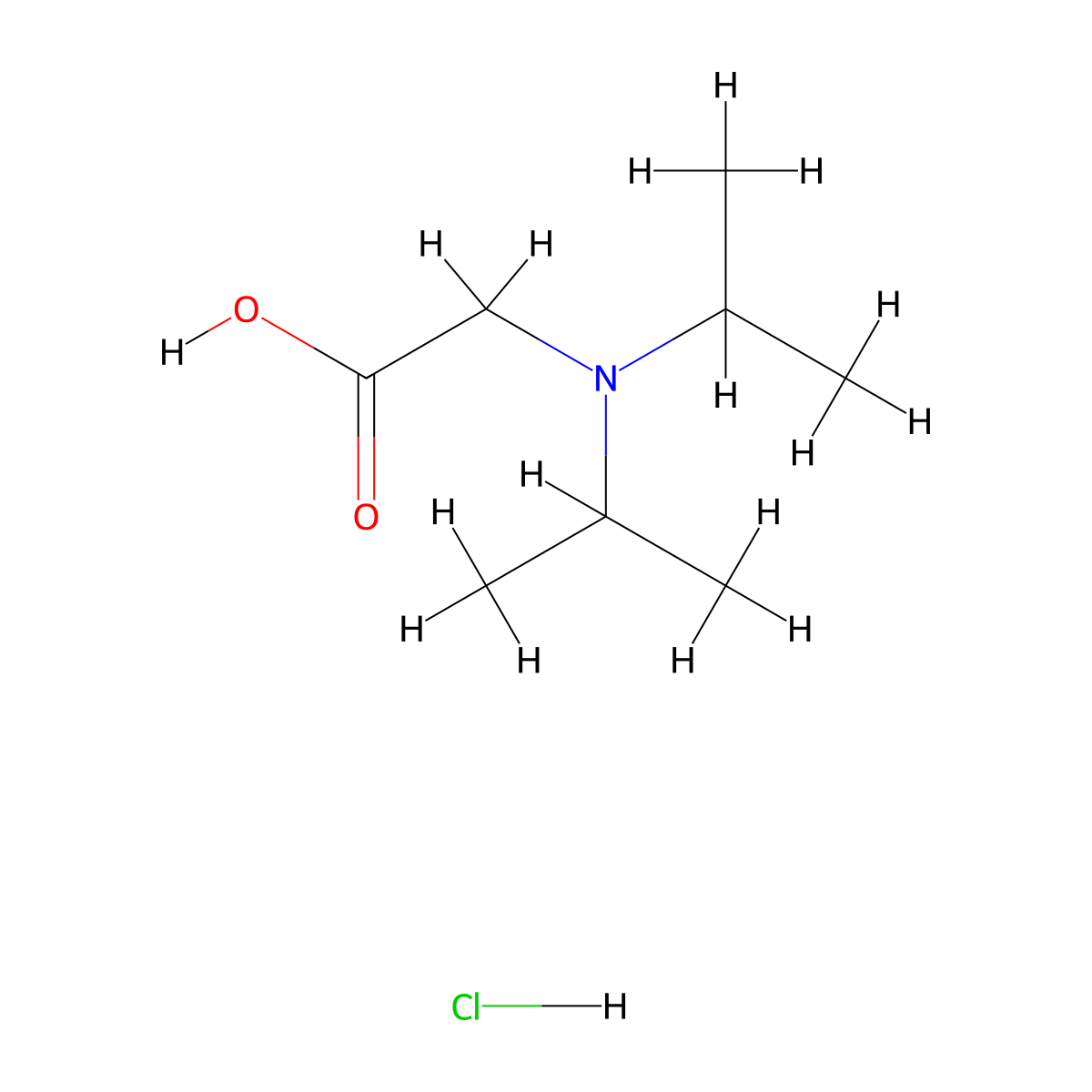 Diisopropylamino-acetic acid hydrochloride molecular structure, CAS 6436-80-2
