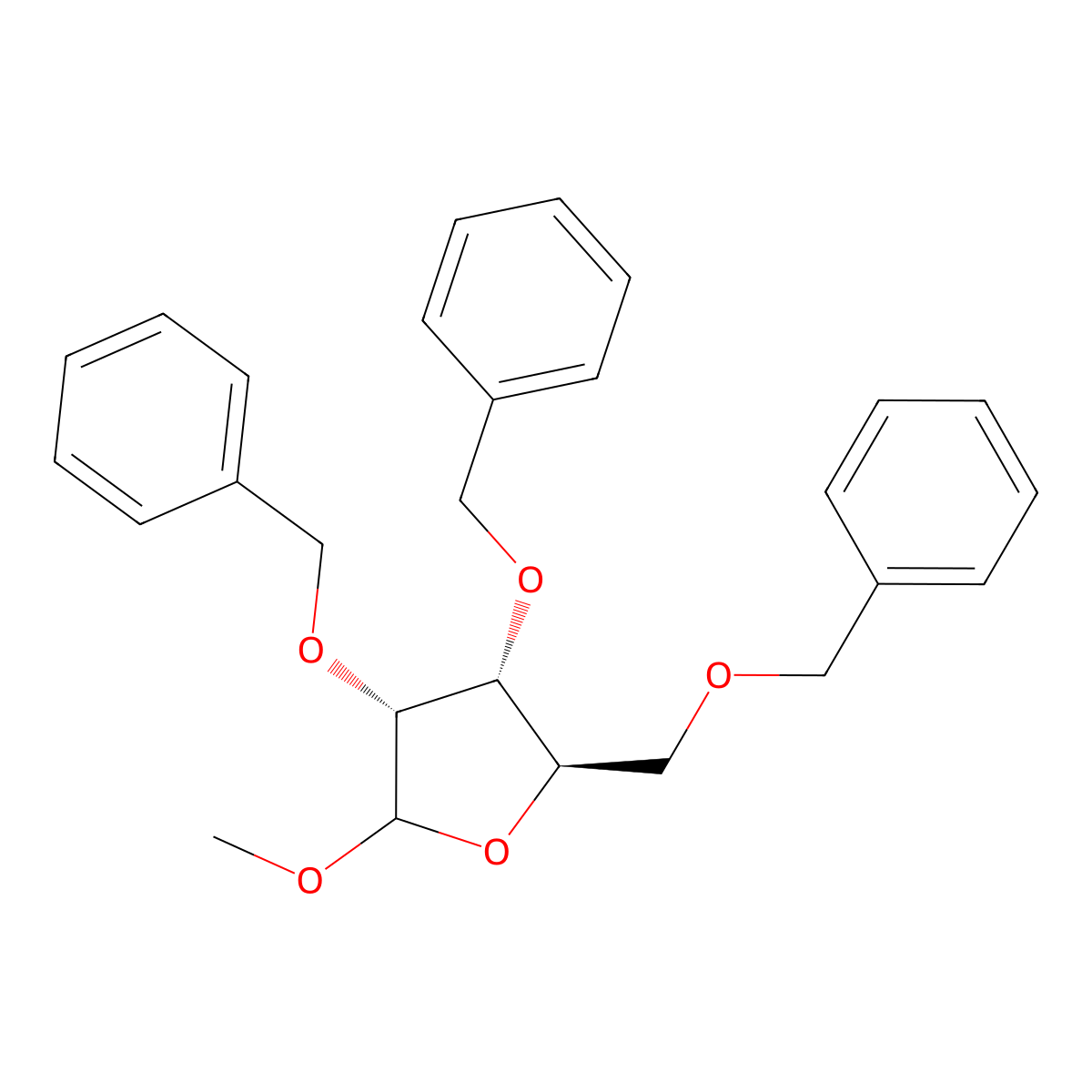 (2R,3R,4R)-3,4-Bis(benzyloxy)-2-((benzyloxy)methyl)-5-methoxytetrahydrofuran molecular structure, CAS 64363-77-5