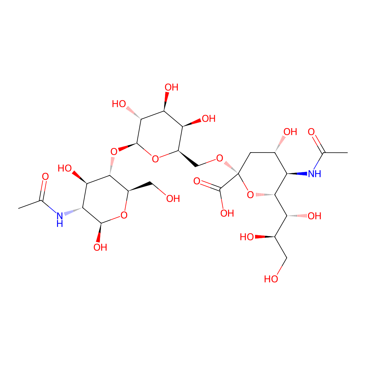 O-(N-Acetyl-alpha-neuraminosyl)-(2->6)-O-beta-D-galactopyranosyl-(1->4)-2-(acetylamino)-2-deoxy-beta-D-glucopyranose molecular structure, CAS 64364-50-7