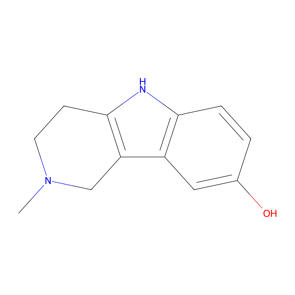 2-methyl-2,3,4,5-tetrahydro-1H-pyrido[4,3-b]indol-8-ol molecular structure, CAS 64368-86-1