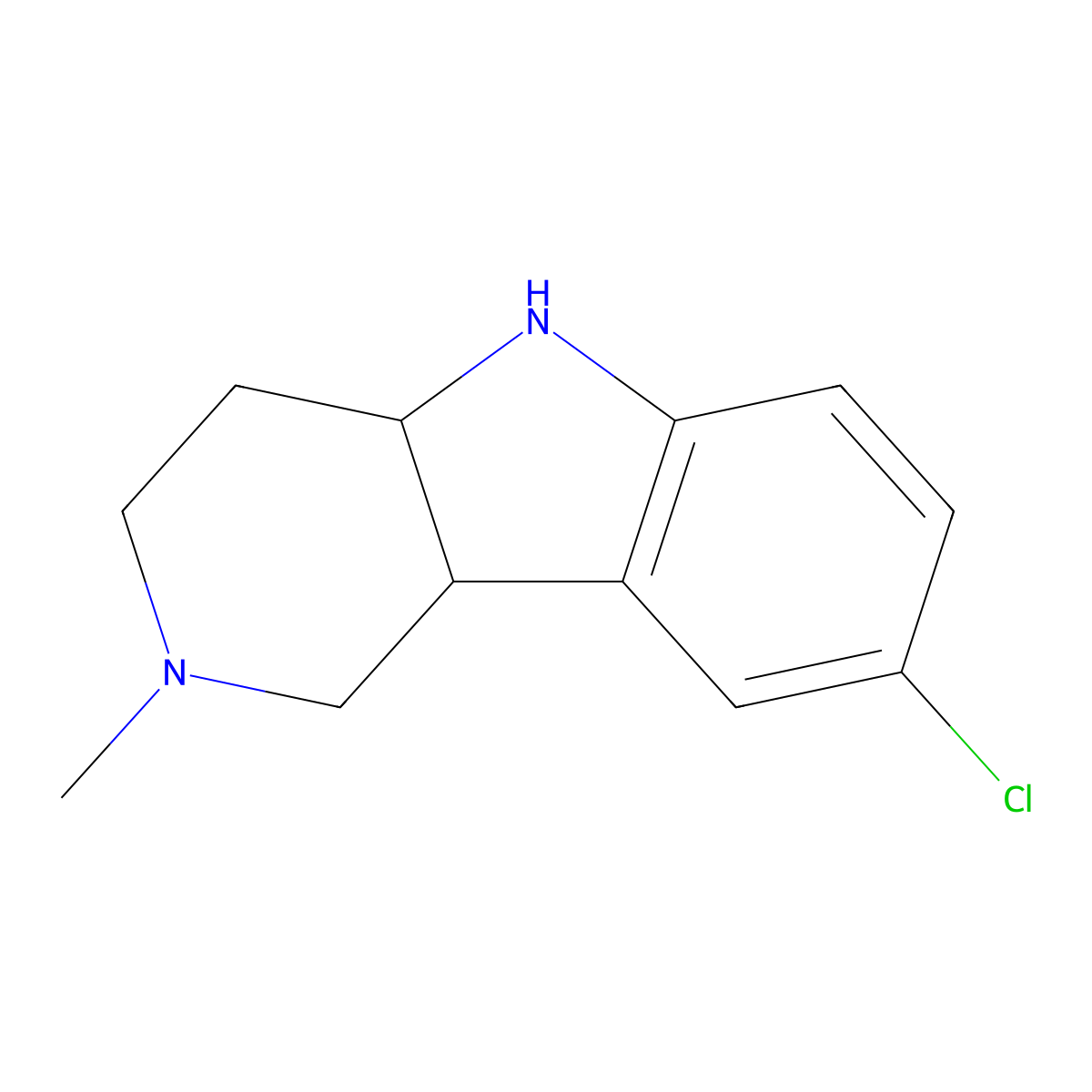8-Chloro-2-methyl-2,3,4,4a,5,9b-hexahydro-1H-pyrido[4,3-b]indole molecular structure, CAS 64368-87-2