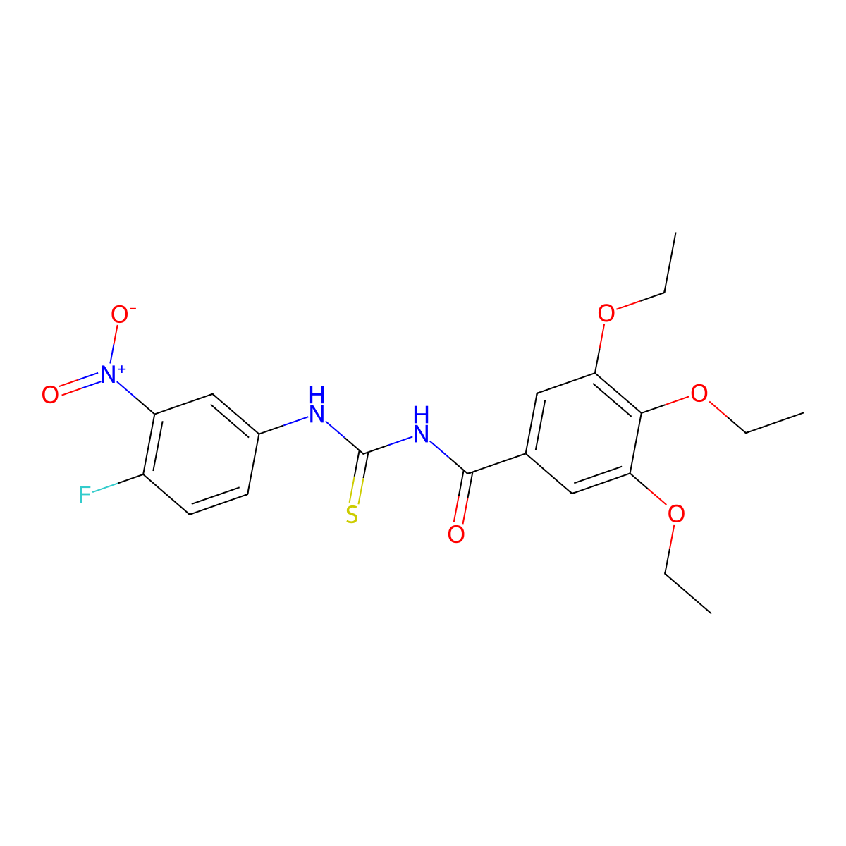 3,4,5-triethoxy-N-[(4-fluoro-3-nitrophenyl)carbamothioyl]benzamide molecular structure, CAS 6437-06-5