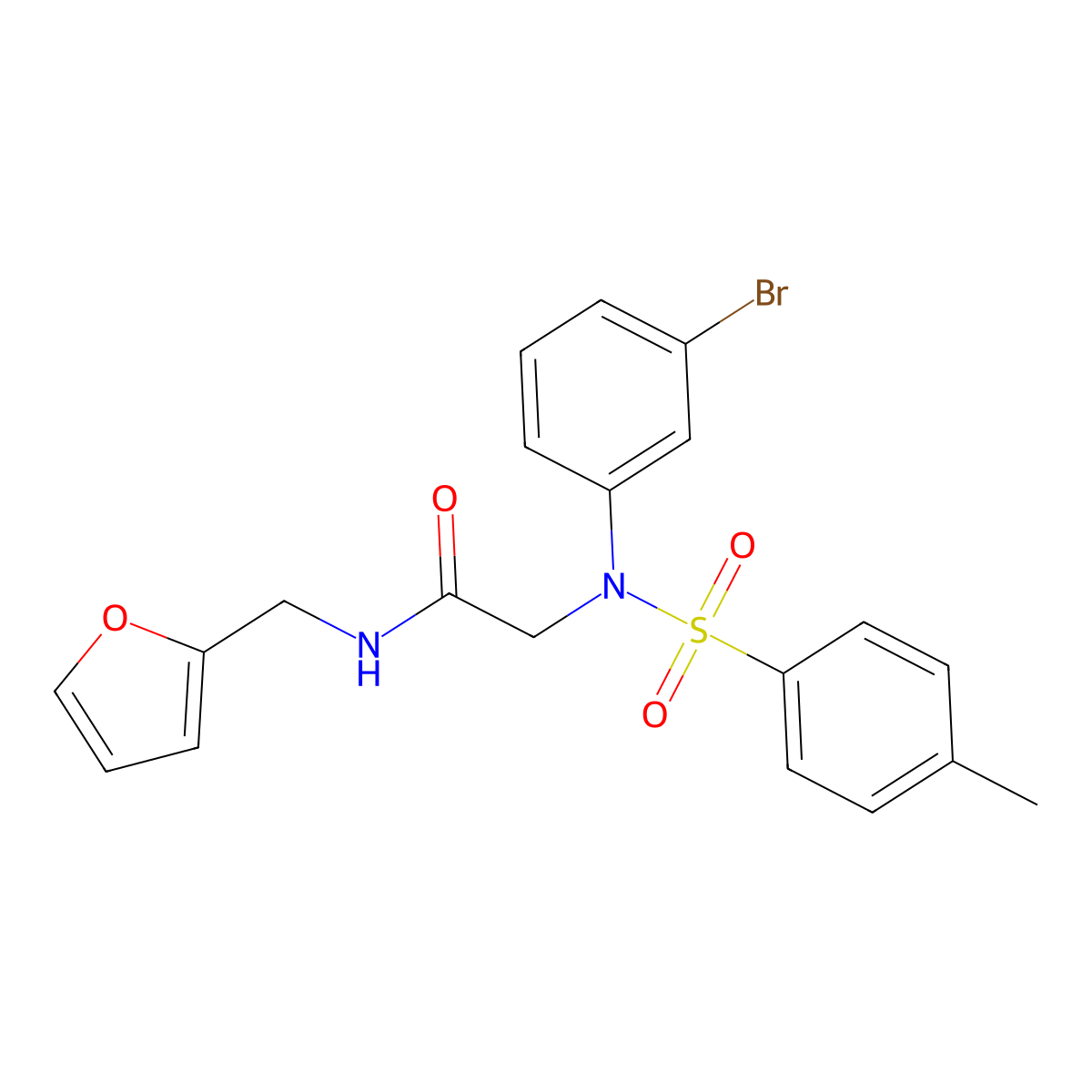 2-(3-bromo-N-(4-methylphenyl)sulfonylanilino)-N-(furan-2-ylmethyl)acetamide molecular structure, CAS 6437-34-9