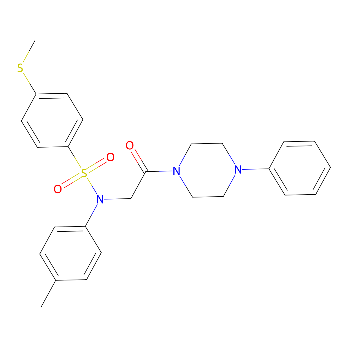N-(4-methylphenyl)-4-methylsulfanyl-N-[2-oxo-2-(4-phenylpiperazin-1-yl)ethyl]benzenesulfonamide molecular structure, CAS 6437-64-5
