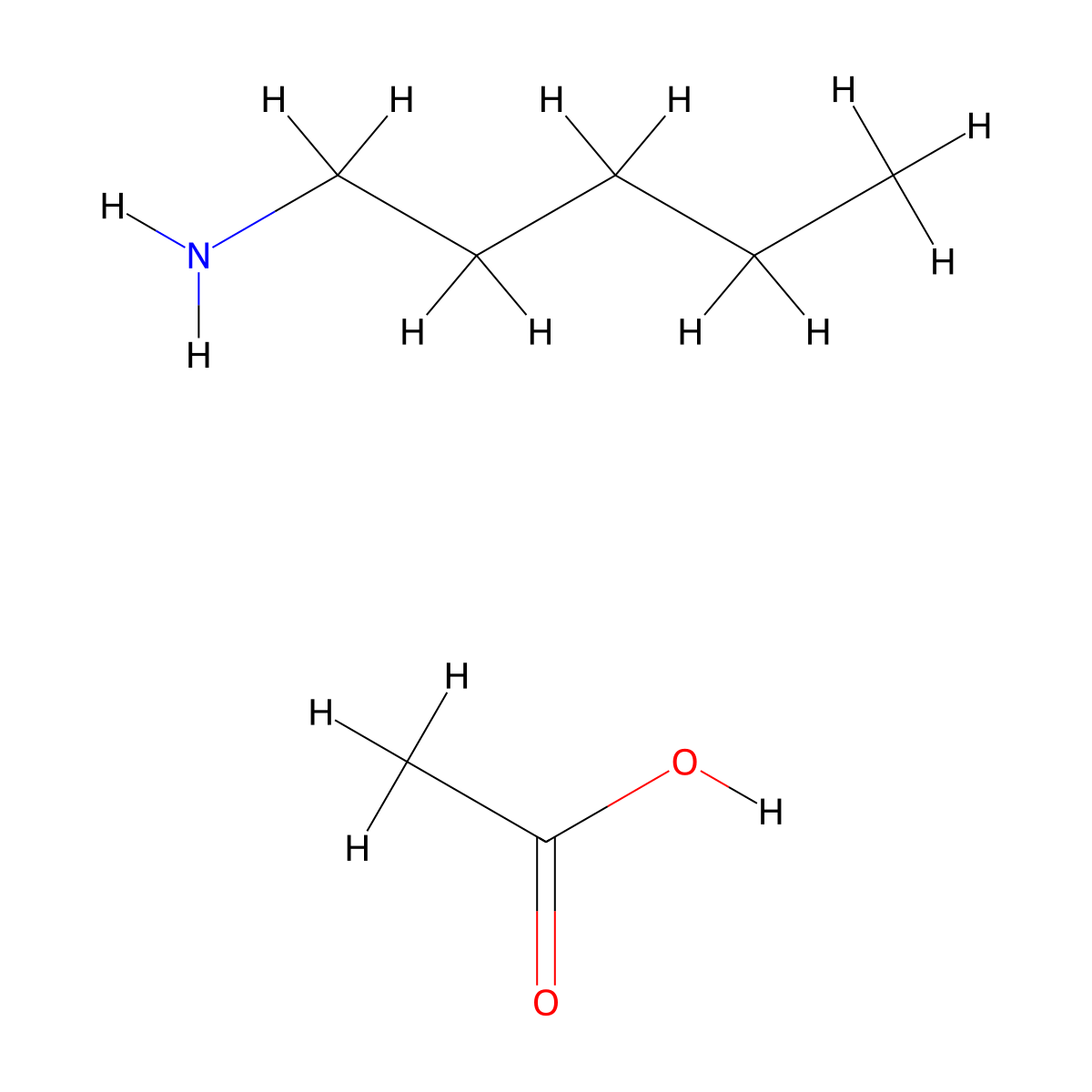 1-Pentanamine, acetate molecular structure, CAS 64370-74-7