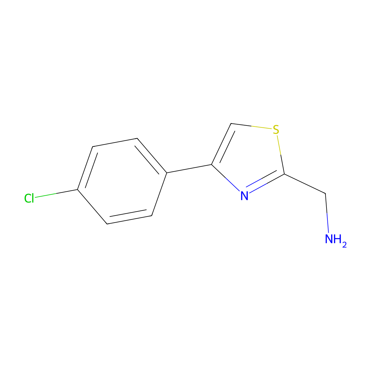 [4-(4-Chlorophenyl)-1,3-thiazol-2-yl]methanamine molecular structure, CAS 643723-42-6