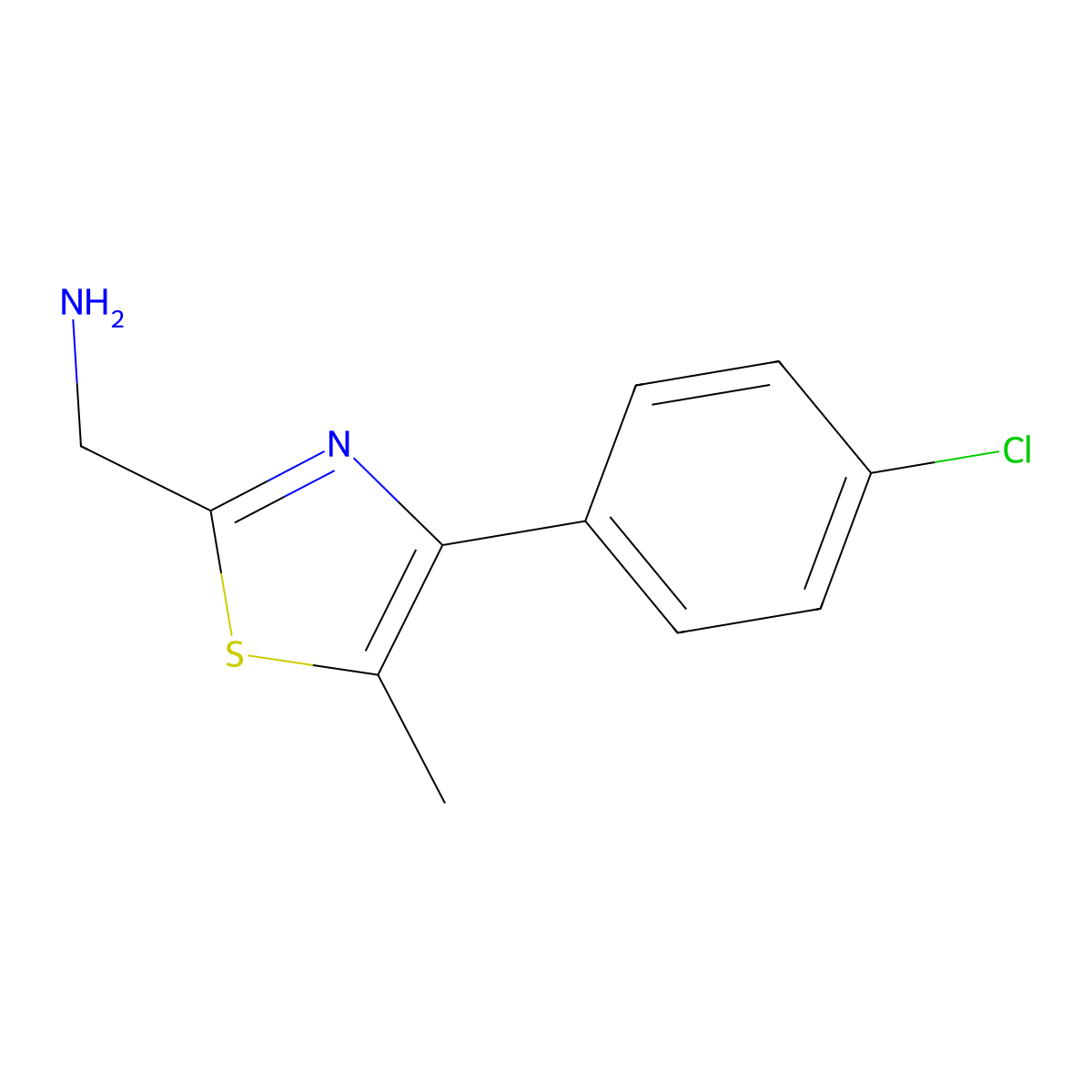 [4-(4-Chlorophenyl)-5-methyl-1,3-thiazol-2-yl]methanamine molecular structure, CAS 643723-44-8