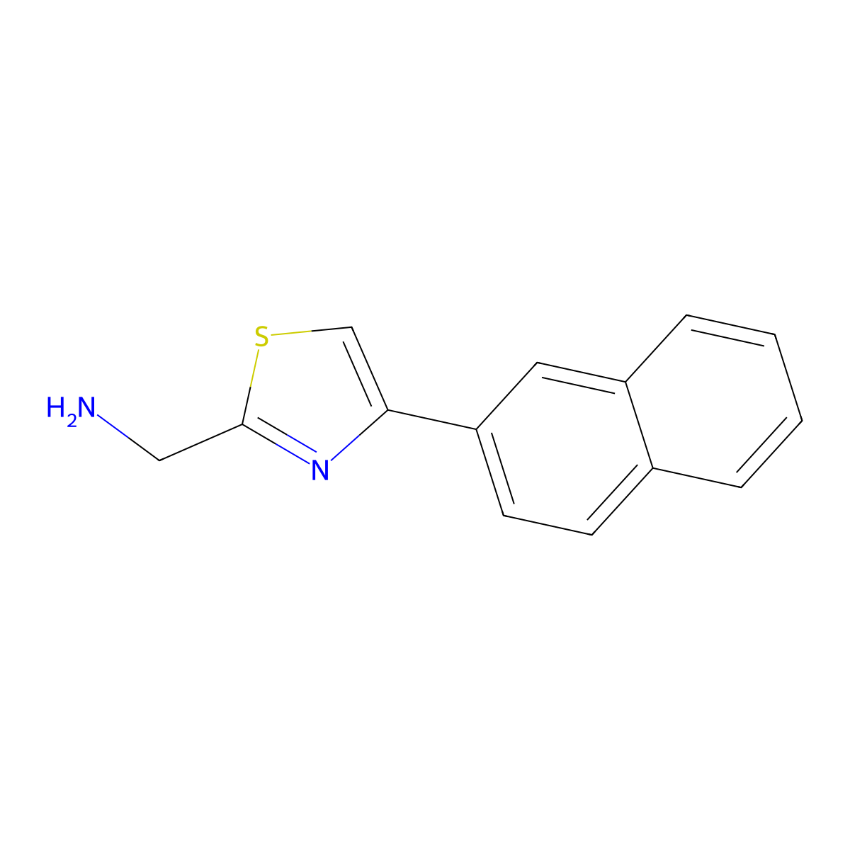(4-(Naphthalen-2-yl)thiazol-2-yl)methanamine molecular structure, CAS 643723-52-8