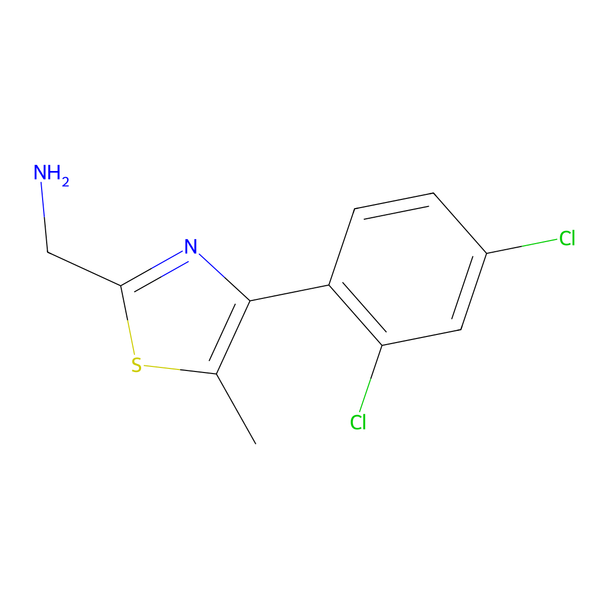 [4-(2,4-Dichlorophenyl)-5-methyl-1,3-thiazol-2-yl]methanamine molecular structure, CAS 643723-60-8