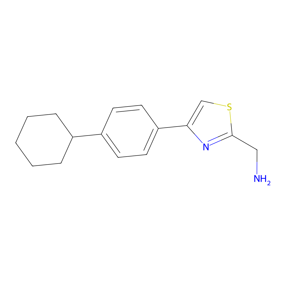 [4-(4-Cyclohexylphenyl)-1,3-thiazol-2-yl]methanamine molecular structure, CAS 643723-77-7