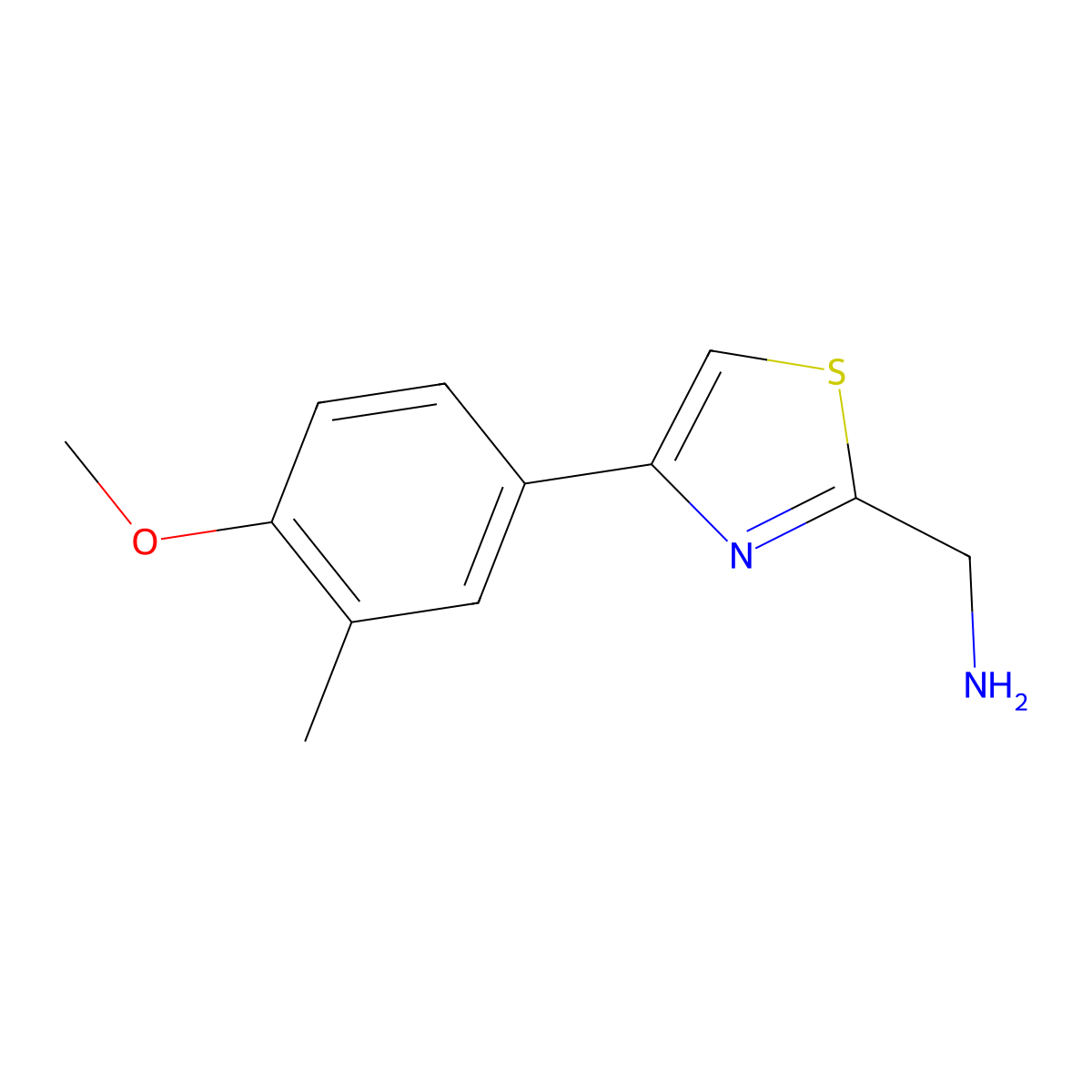 [4-(4-Methoxy-3-methylphenyl)-1,3-thiazol-2-yl]methanamine molecular structure, CAS 643724-66-7