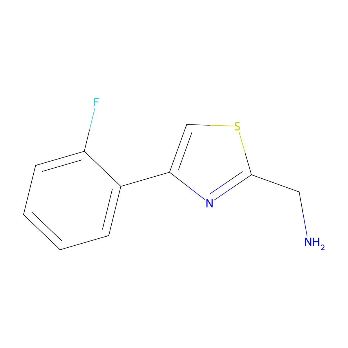 (4-(2-Fluorophenyl)-1,3-thiazol-2-yl)methanamine molecular structure, CAS 643725-18-2