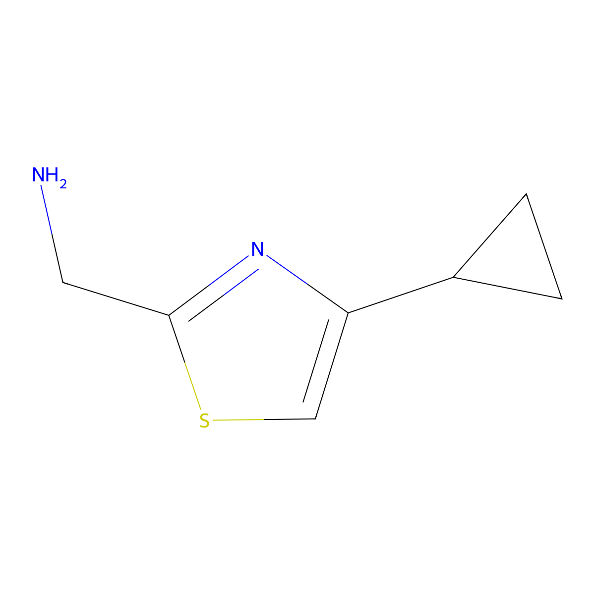 (4-Cyclopropyl-1,3-thiazol-2-yl)methanamine molecular structure, CAS 643725-71-7