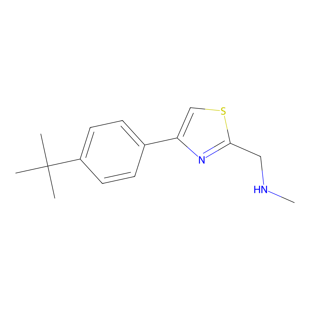 {[4-(4-Tert-butylphenyl)-1,3-thiazol-2-yl]methyl}(methyl)amine molecular structure, CAS 643725-89-7