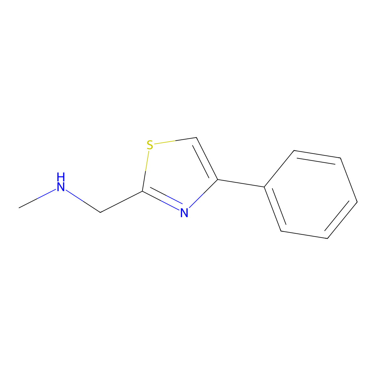 N-methyl-1-(4-phenyl-1,3-thiazol-2-yl)methanamine molecular structure, CAS 643726-07-2