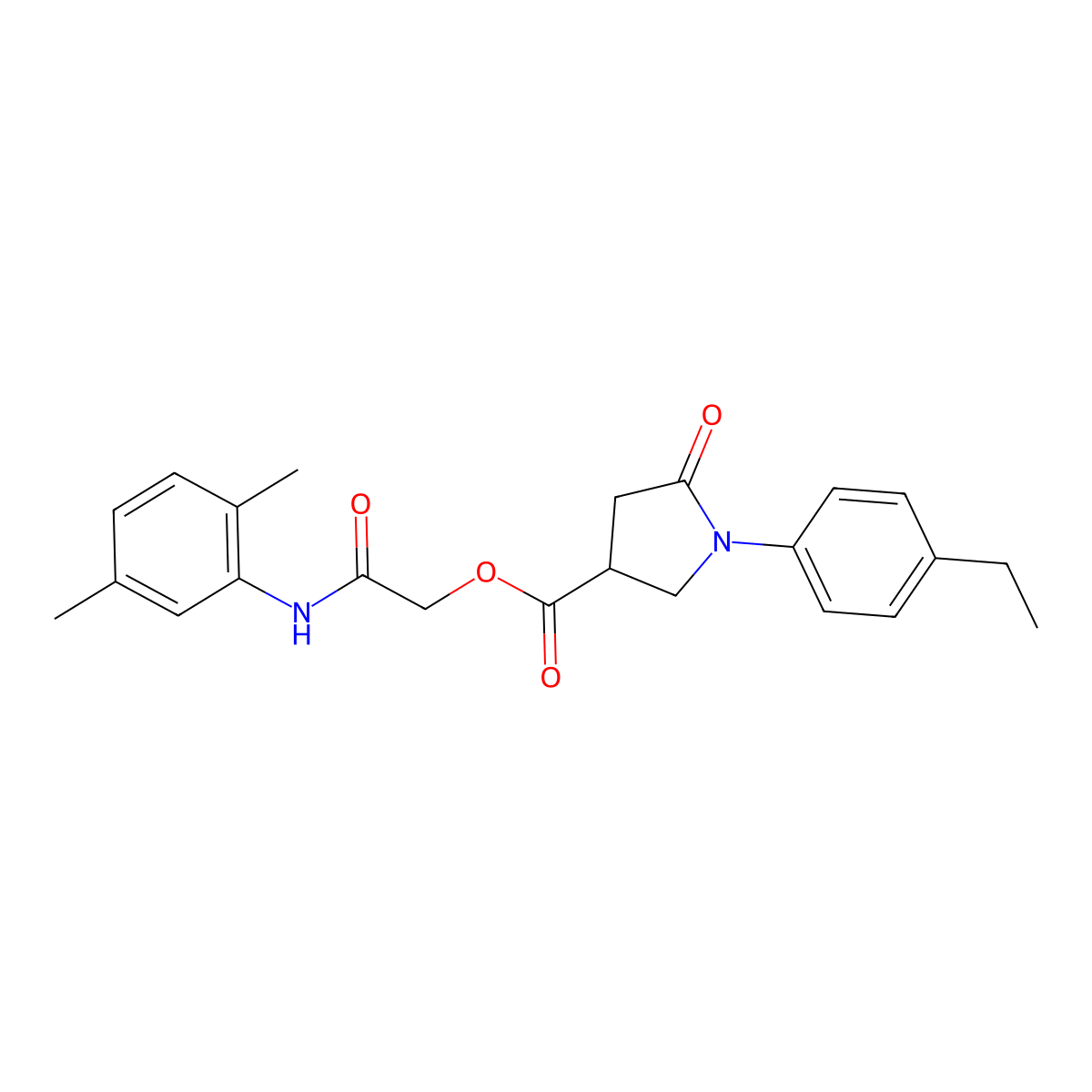 [2-(2,5-Dimethylanilino)-2-oxoethyl] 1-(4-ethylphenyl)-5-oxopyrrolidine-3-carboxylate molecular structure, CAS 643730-08-9