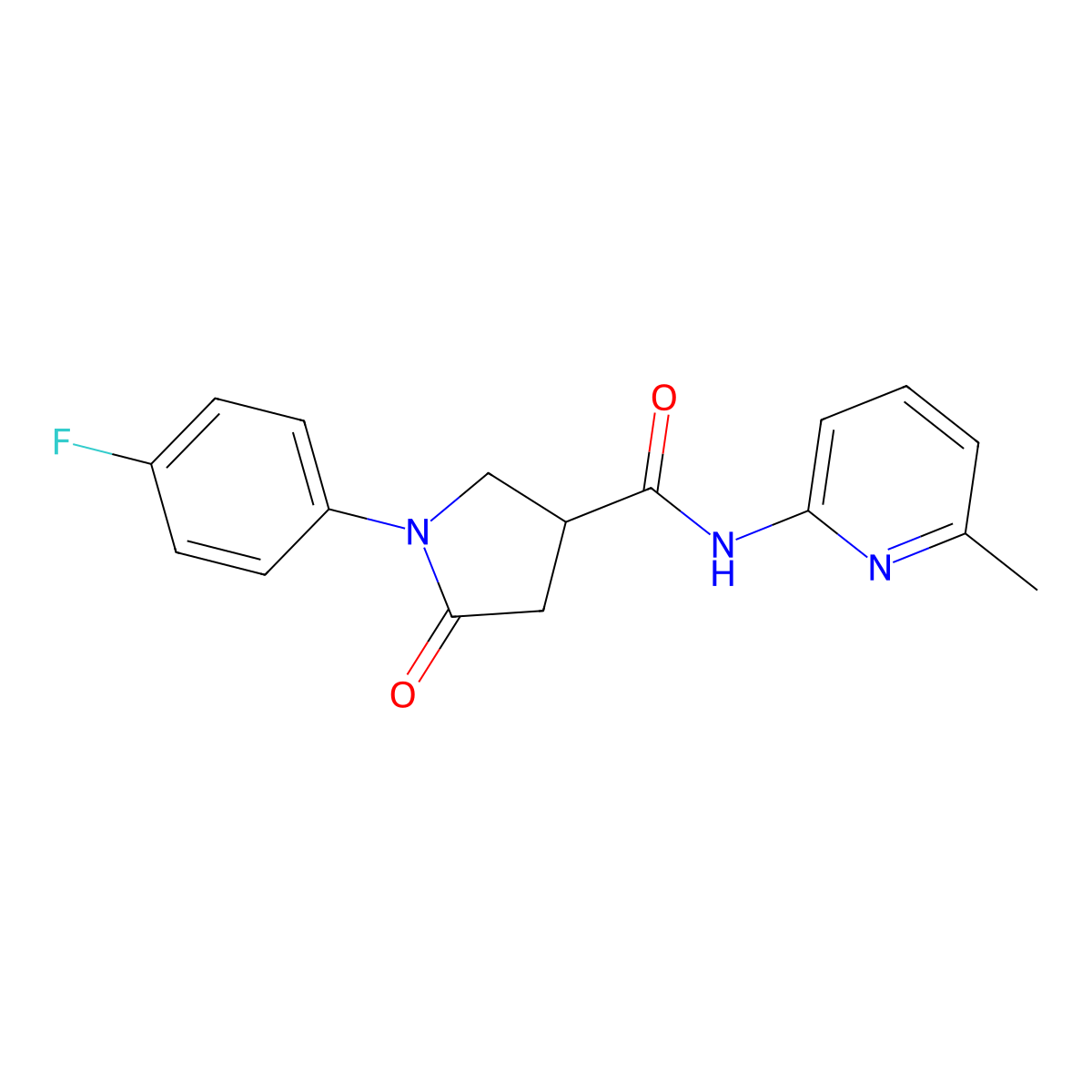 1-(4-fluorophenyl)-N-(6-methylpyridin-2-yl)-5-oxopyrrolidine-3-carboxamide molecular structure, CAS 643731-93-5