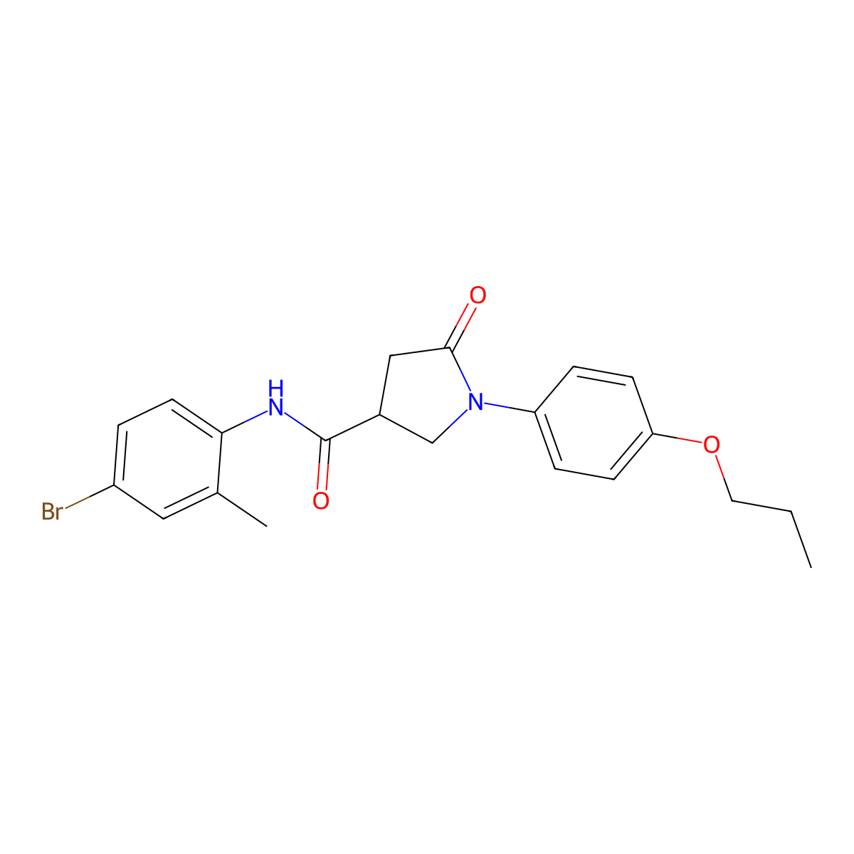 N-(4-bromo-2-methylphenyl)-5-oxo-1-(4-propoxyphenyl)-3-pyrrolidinecarboxamide molecular structure, CAS 643732-95-0