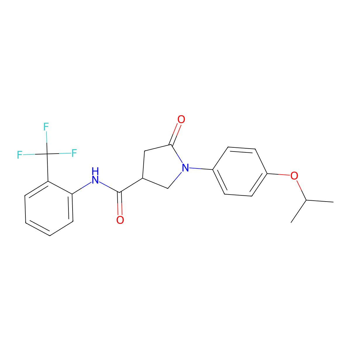 5-oxo-1-(4-propan-2-yloxyphenyl)-N-[2-(trifluoromethyl)phenyl]pyrrolidine-3-carboxamide molecular structure, CAS 643733-83-9