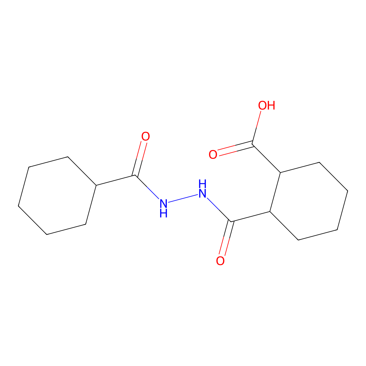 2-[(Cyclohexanecarbonylamino)carbamoyl]cyclohexane-1-carboxylic acid molecular structure, CAS 643746-42-3