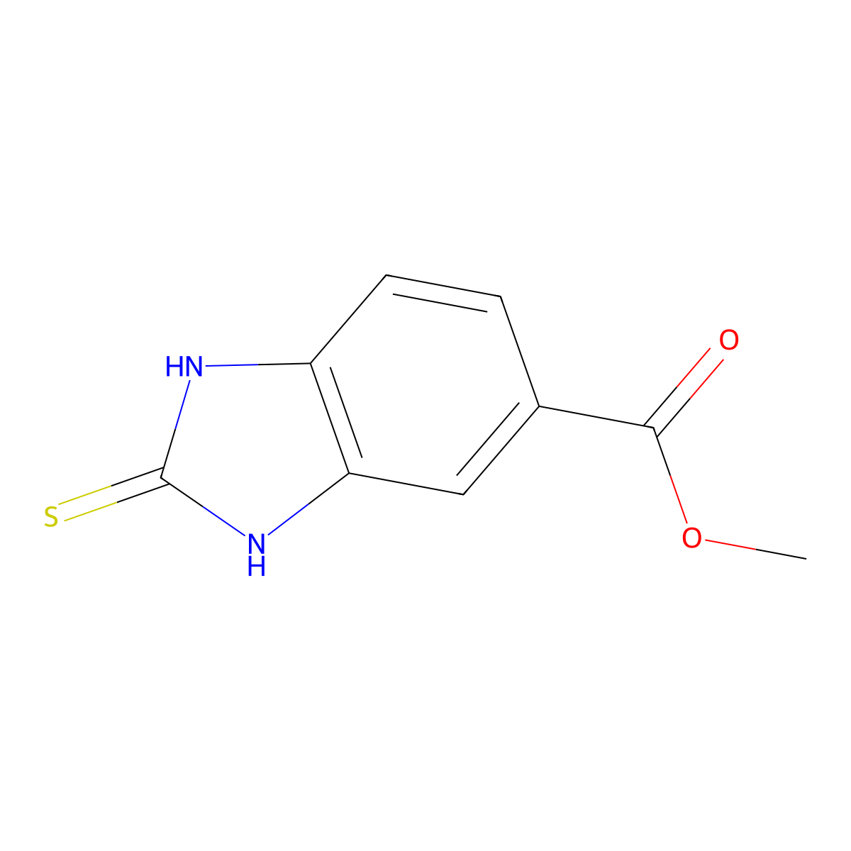 Methyl 2-sulfanylidene-2,3-dihydro-1H-benzimidazole-5-carboxylate molecular structure, CAS 64375-41-3