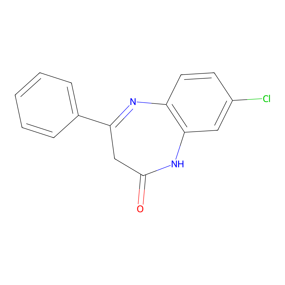 2H-1,5-Benzodiazepin-2-one, 8-chloro-1,3-dihydro-4-phenyl- molecular structure, CAS 64375-99-1
