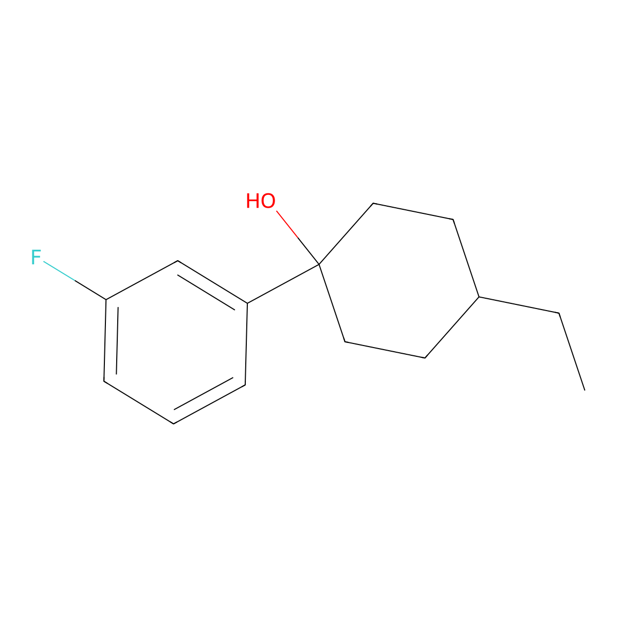 4-Ethyl-1-(3-fluorophenyl)cyclohexan-1-ol molecular structure, CAS 643752-46-9
