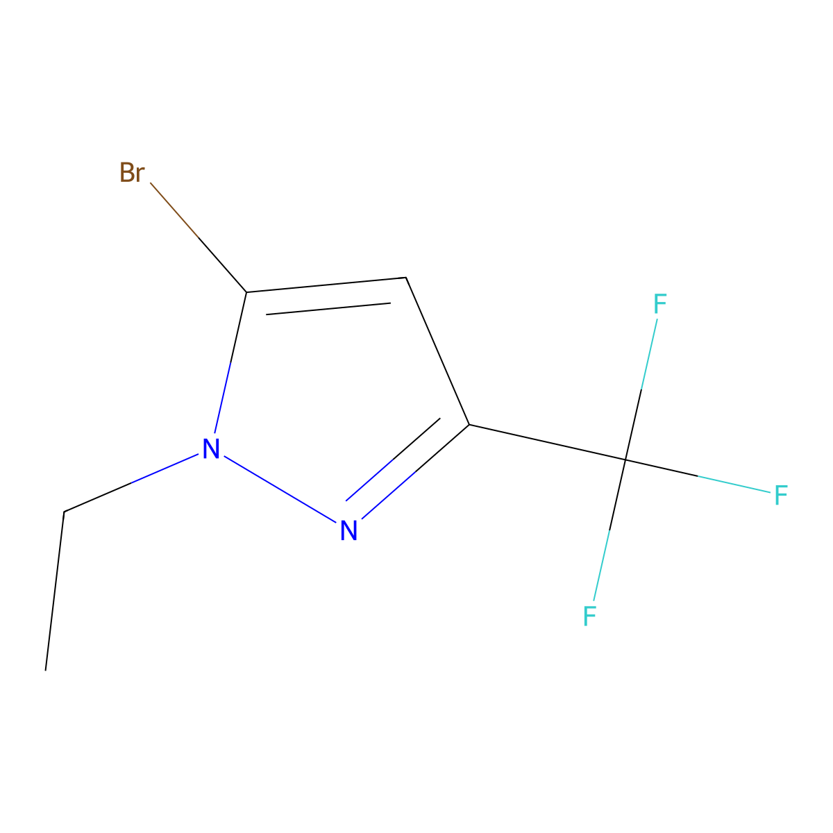 5-bromo-1-ethyl-3-(trifluoromethyl)-1H-pyrazole molecular structure, CAS 643759-53-9