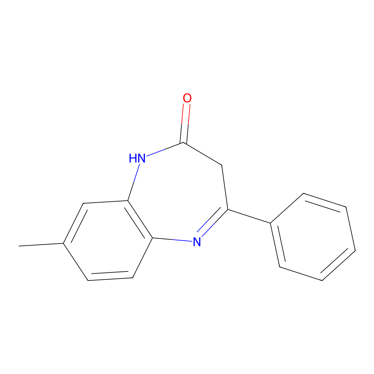 8-Methyl-4-phenyl-1,3-dihydro-2H-1,5-benzodiazepin-2-one molecular structure, CAS 64376-00-7