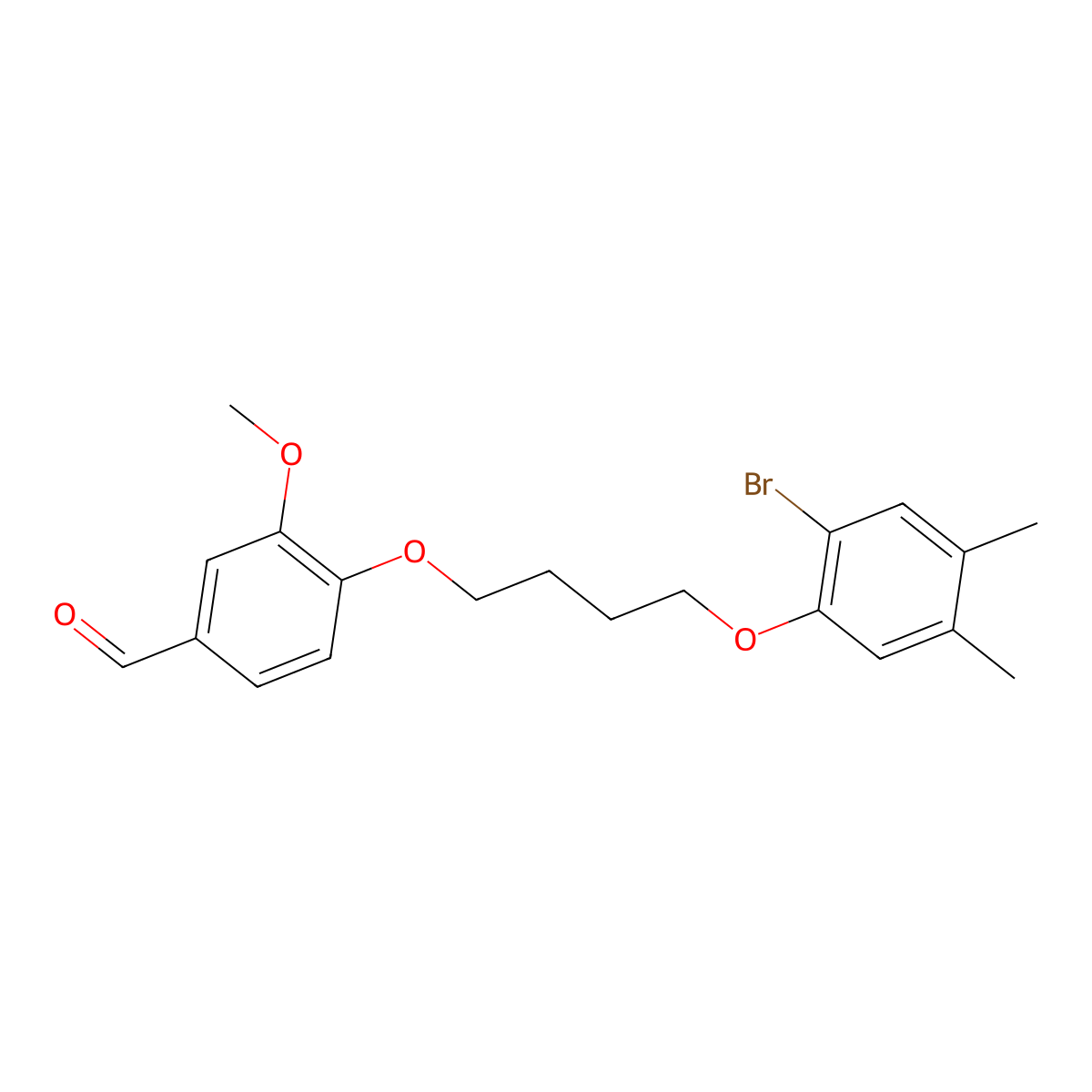 4-[4-(2-Bromo-4,5-dimethylphenoxy)butoxy]-3-methoxybenzaldehyde molecular structure, CAS 6438-53-5