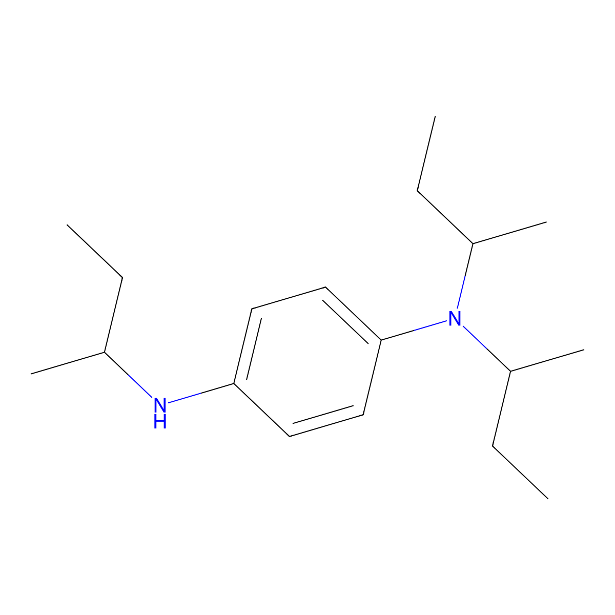 1,4-Benzenediamine, N1,N1,N4-tris(1-methylpropyl)- molecular structure, CAS 64381-97-1