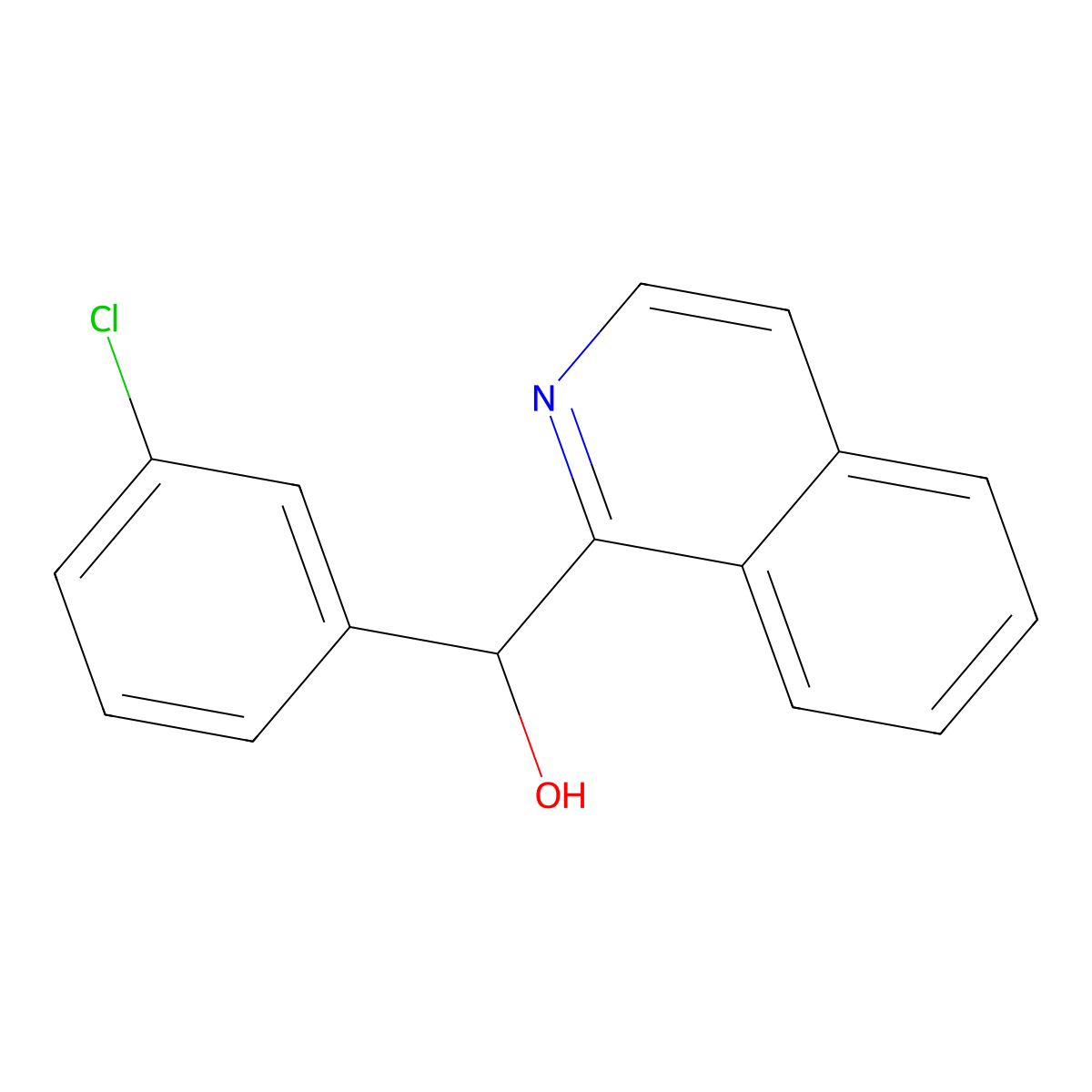 (3-Chlorophenyl)(1-isoquinolinyl)methanol molecular structure, CAS 64382-77-0