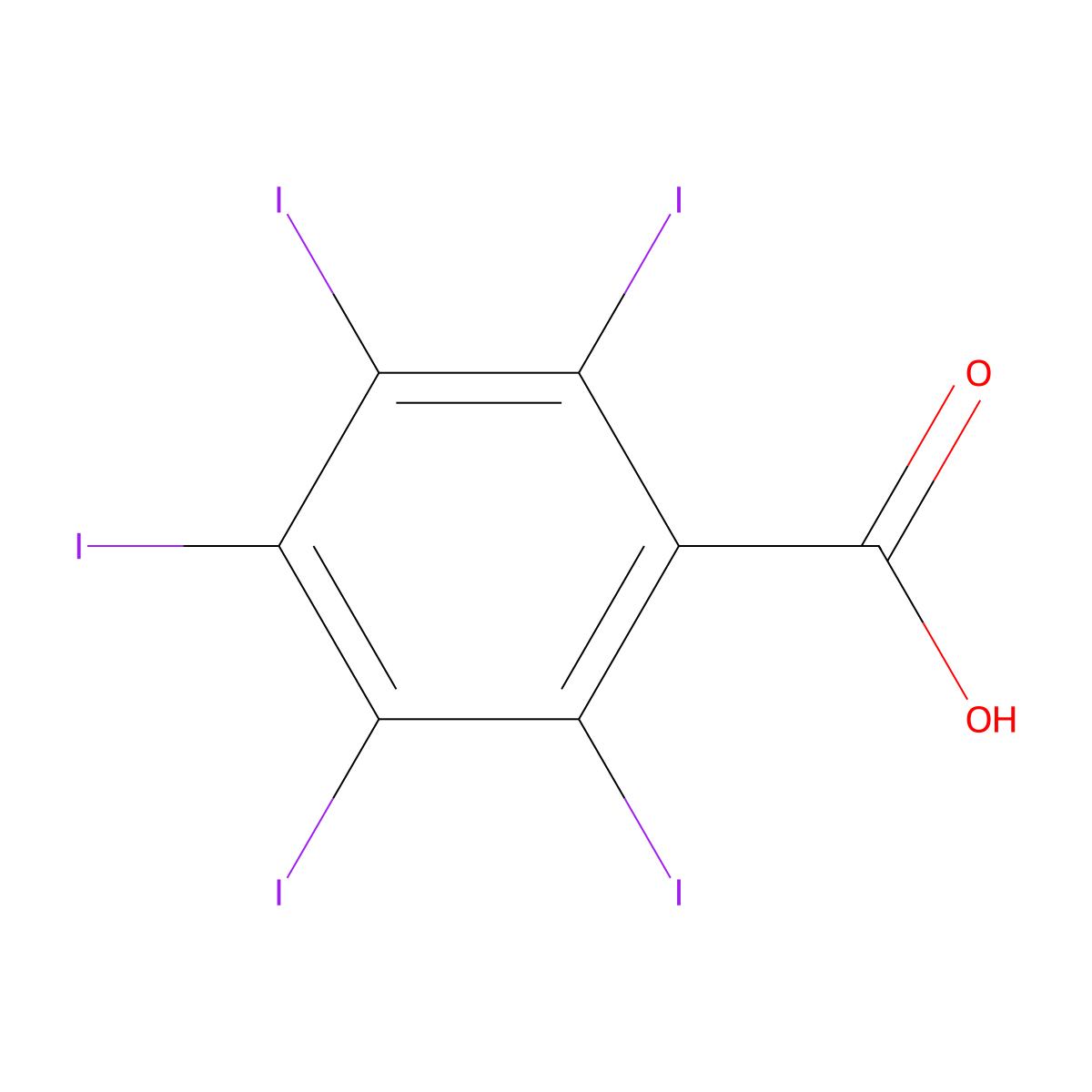 2,3,4,5,6-Pentaiodobenzoic acid molecular structure, CAS 64385-02-0