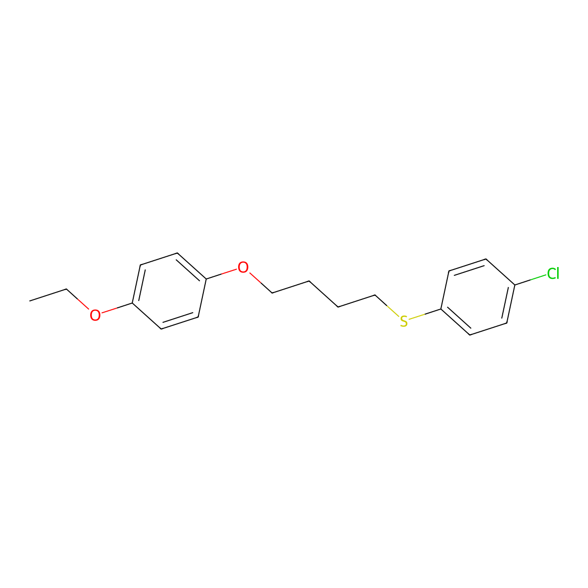 1-Chloro-4-[4-(4-ethoxyphenoxy)butylsulfanyl]benzene molecular structure, CAS 6439-62-9