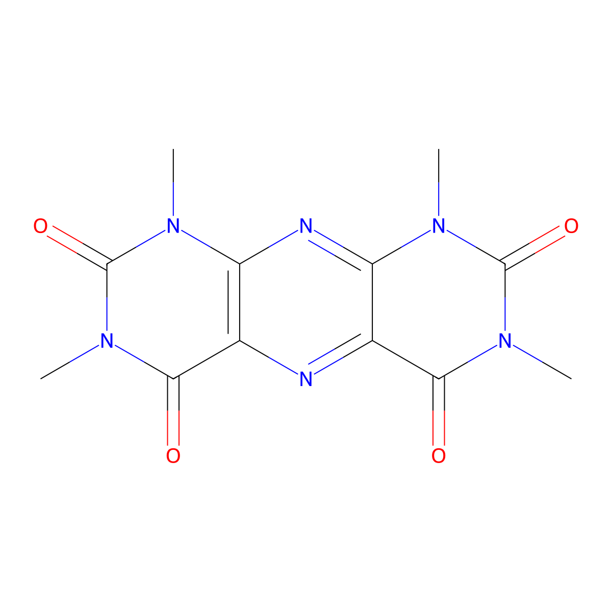 1,3,7,9-Tetramethylpyrimido(5,4-g)pteridine-2,4,6,8-tetrone molecular structure, CAS 6439-85-6