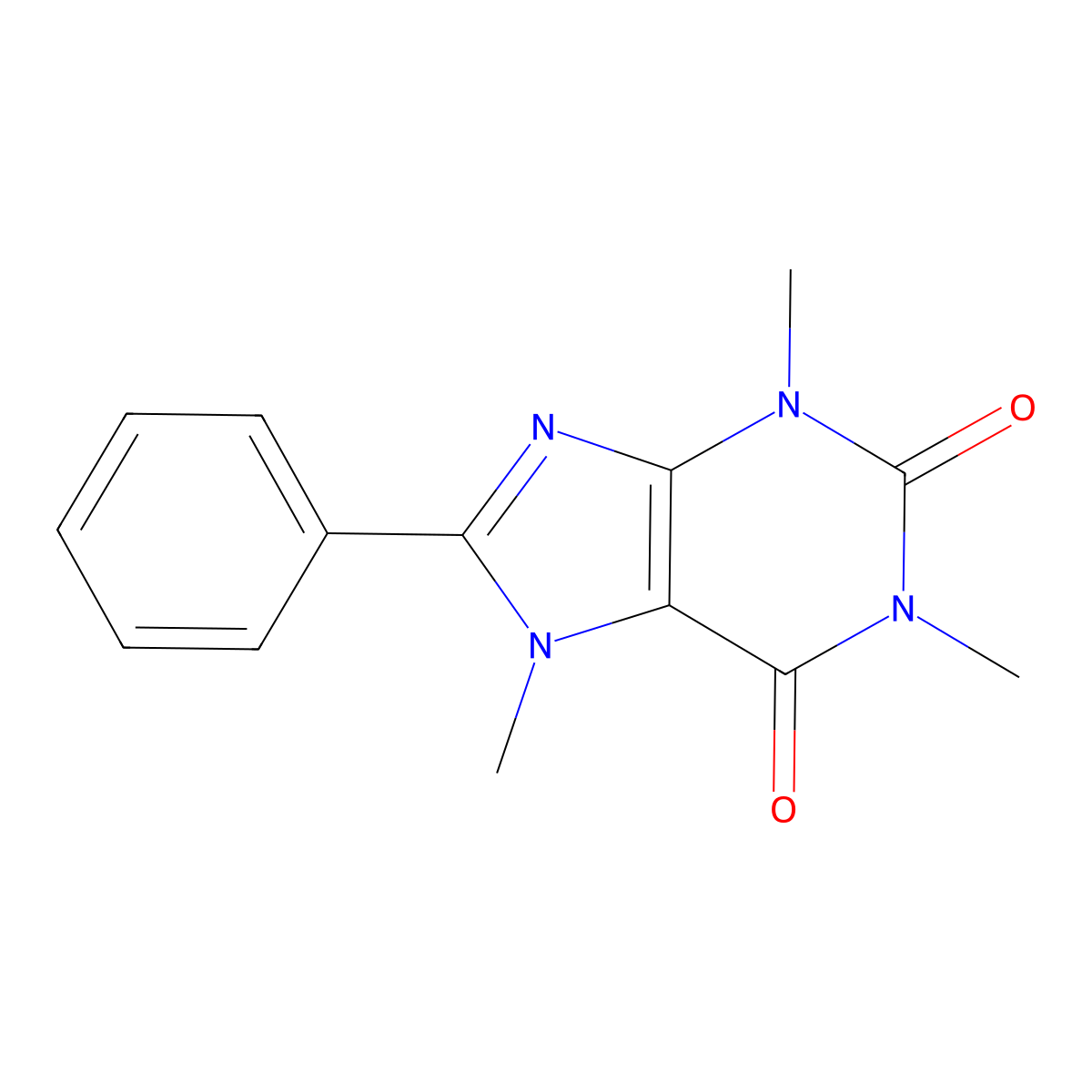 1,3,7-Trimethyl-8-phenylxanthine molecular structure, CAS 6439-88-9