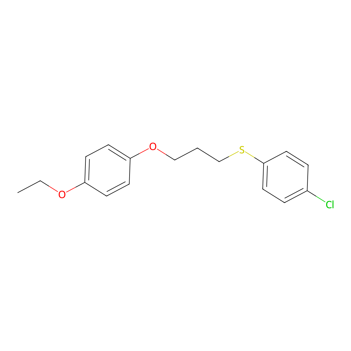 1-Chloro-4-[3-(4-ethoxyphenoxy)propylsulfanyl]benzene molecular structure, CAS 6439-97-0