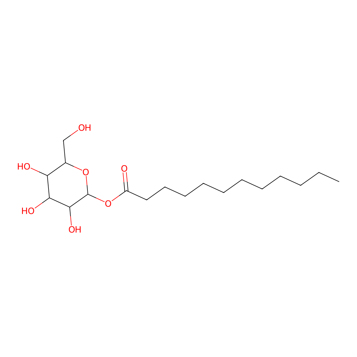 1-Oxododecyl b-D-glucopyranoside molecular structure, CAS 64395-92-2