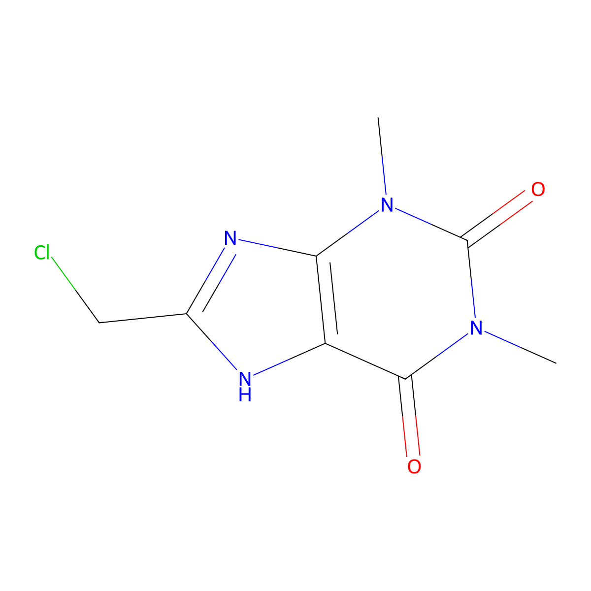 8-(chloromethyl)-1,3-dimethyl-2,3,6,9-tetrahydro-1H-purine-2,6-dione molecular structure, CAS 64398-14-7