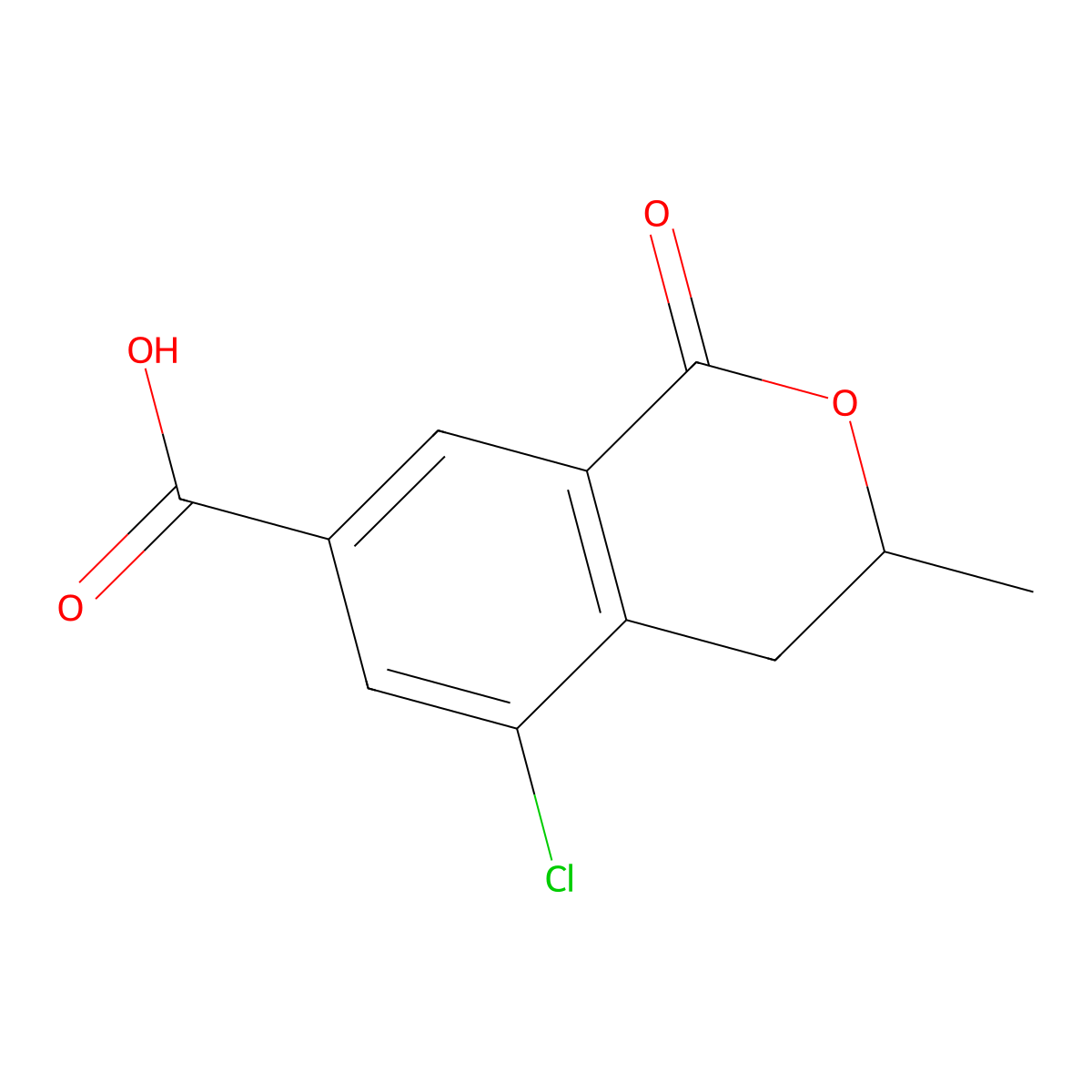 7-Isochromancarboxylic acid, 5-chloro-3-methyl-1-oxo- molecular structure, CAS 64398-43-2
