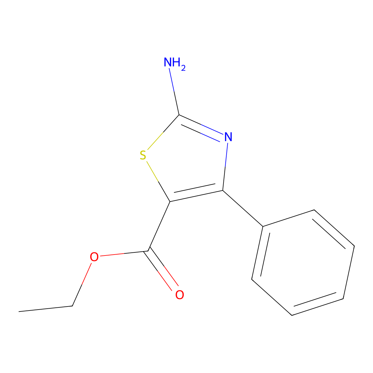 Ethyl 2-amino-4-phenyl-1,3-thiazole-5-carboxylate molecular structure, CAS 64399-23-1