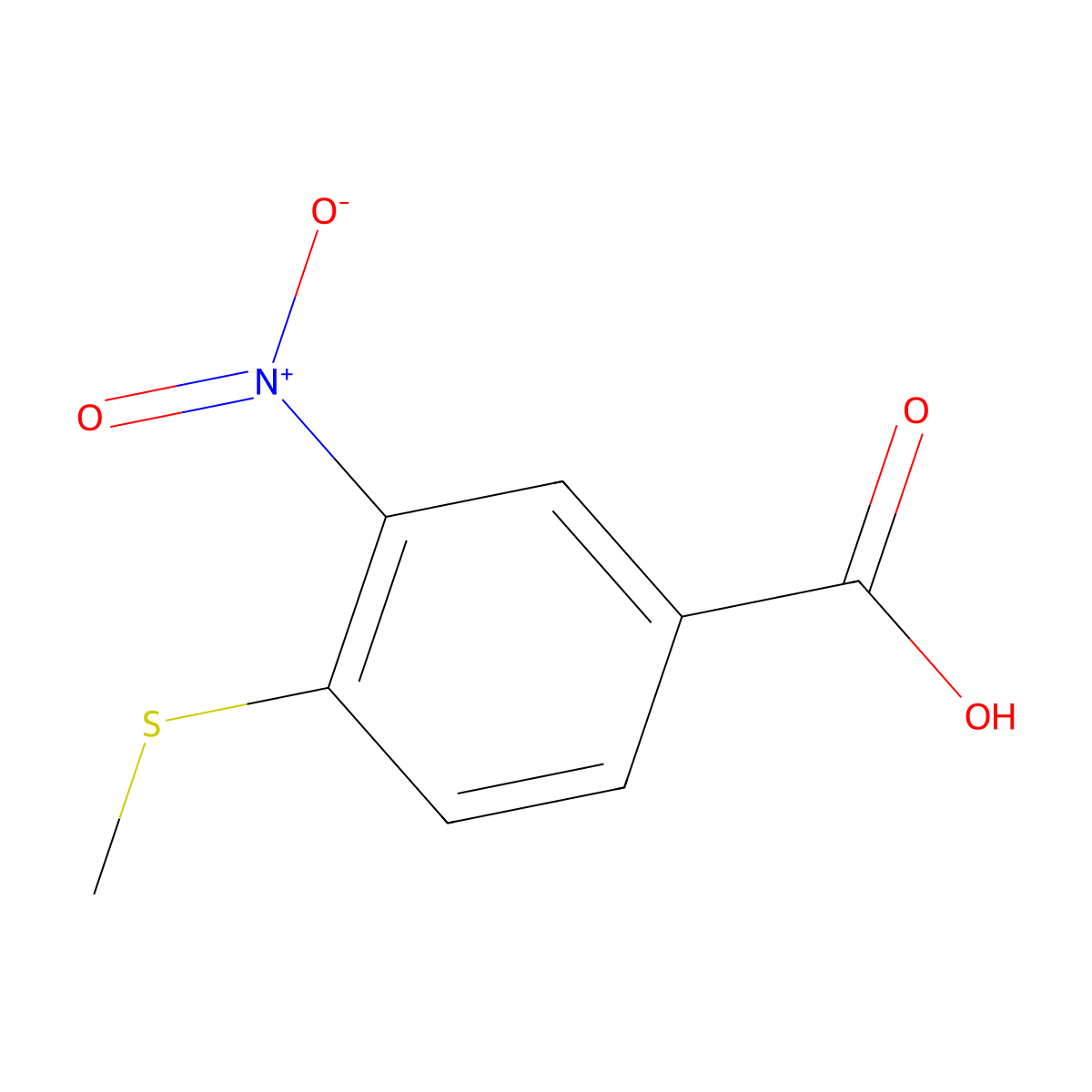 4-Methylthio-3-nitrobenzoic acid molecular structure, CAS 64399-24-2