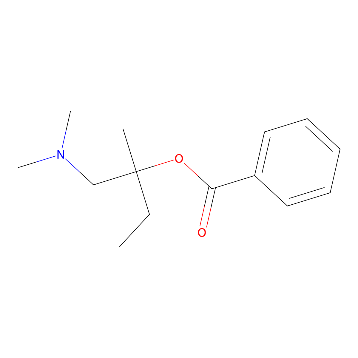 Amylocaine molecular structure, CAS 644-26-8
