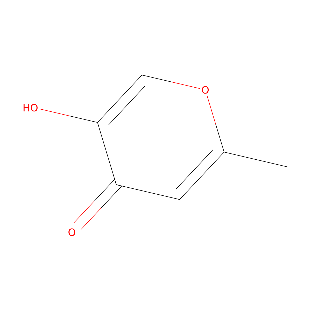 4H-Pyran-4-one, 5-hydroxy-2-methyl- molecular structure, CAS 644-46-2