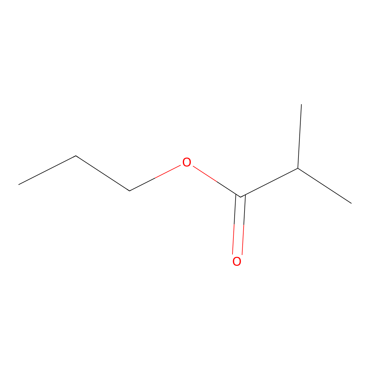 Propyl isobutyrate molecular structure, CAS 644-49-5